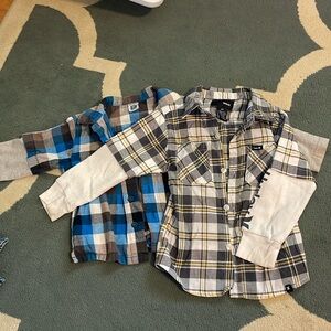 Toddler boys plaid button up long sleeve. Hurley and carters. 2T